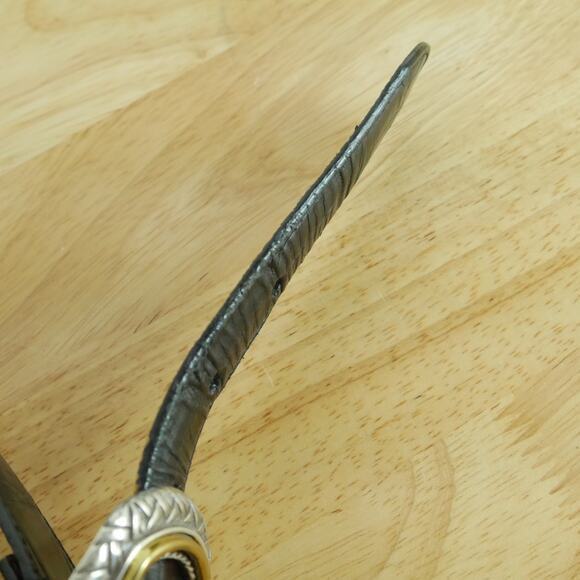 Leather Western Belt M L 32" Brown Black Leather Reversible 90s Croc Embossed - Picture 13 of 13